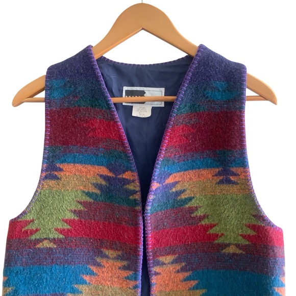 Rhonda Stark Navajo Southwest Wool Blend Blanket Vest Women’s Size Medium - Picture 4 of 11